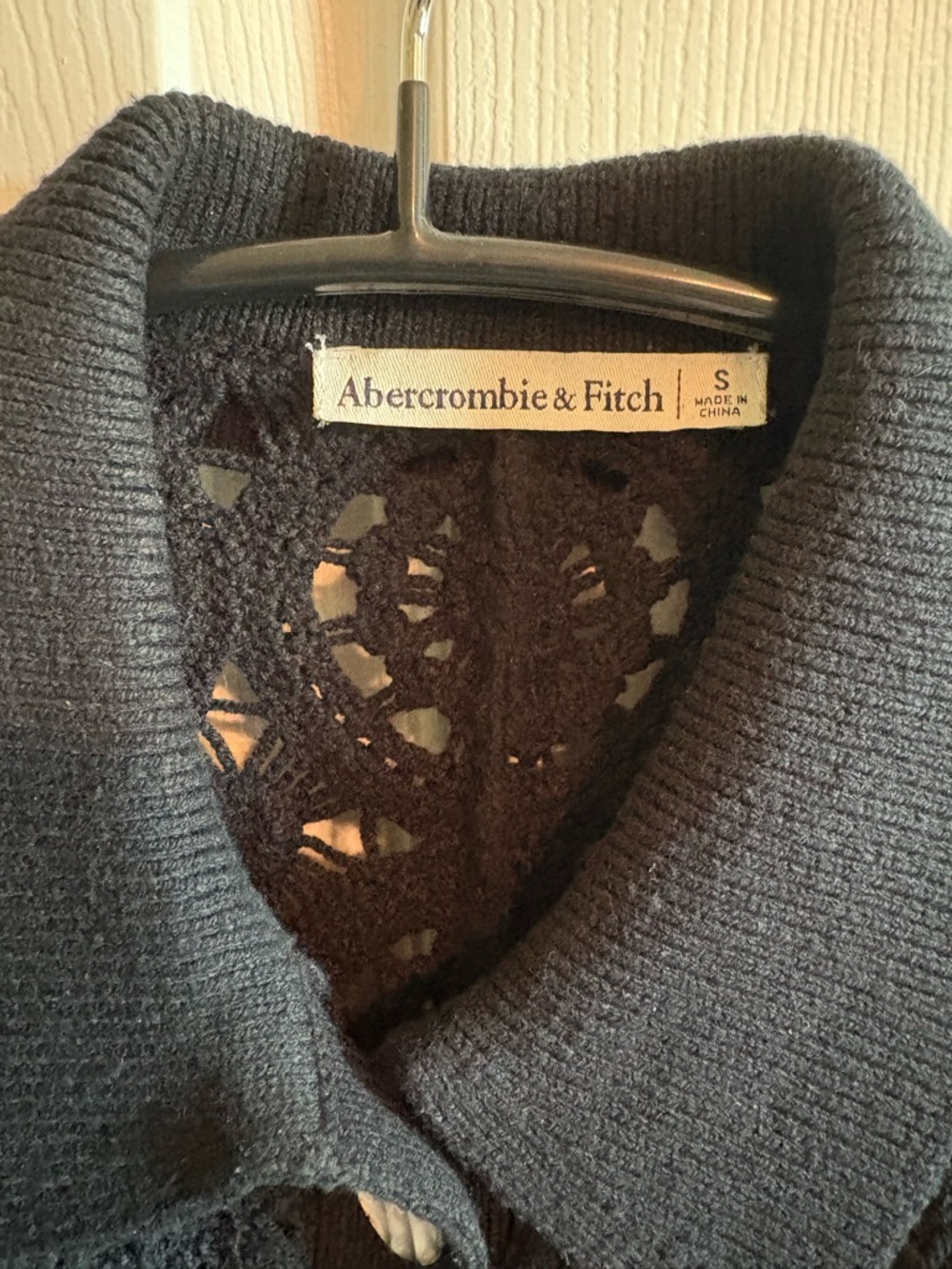 Abercrombie & Fitch Black Crochet Short Sleeve Cardigan - Picture 2 of 4
